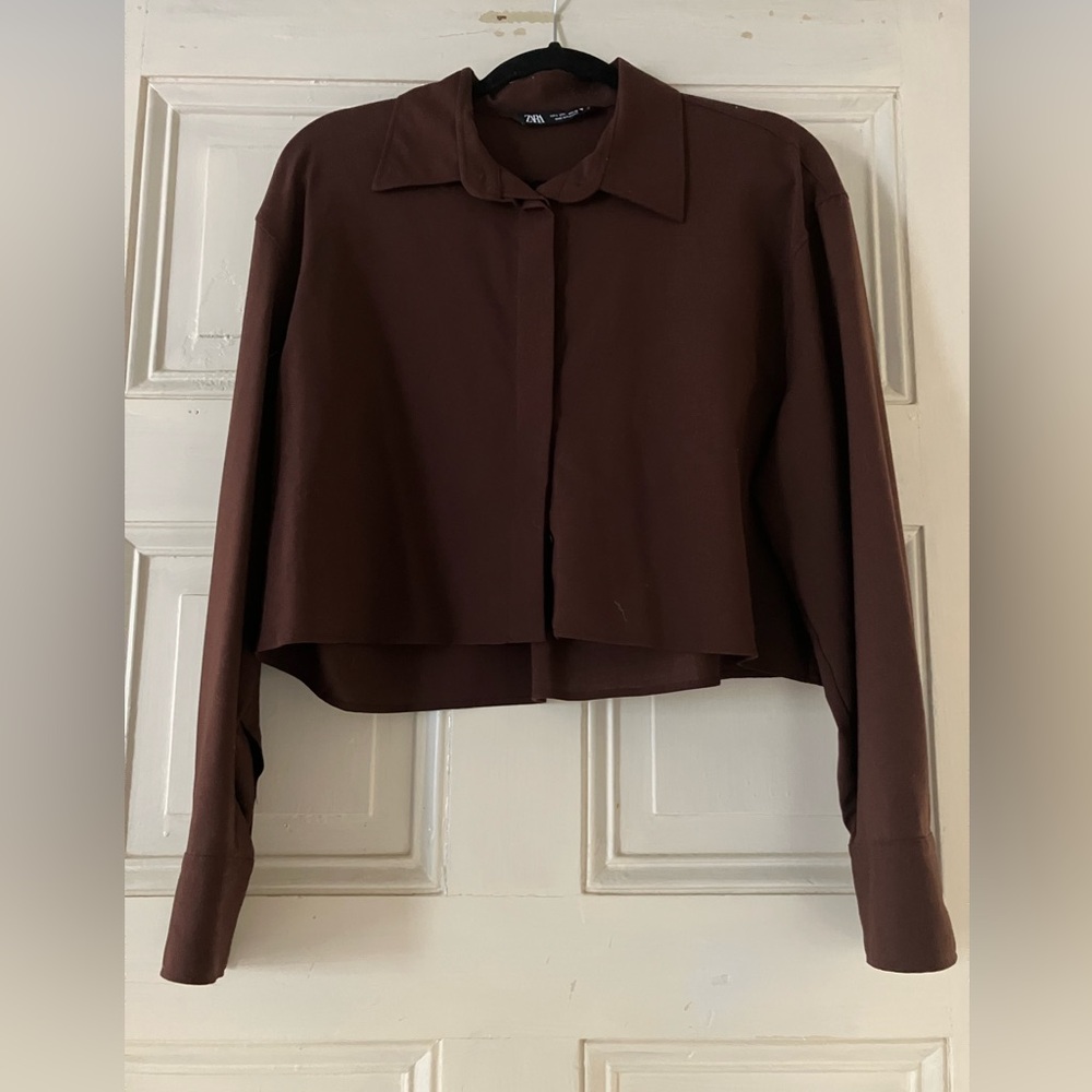 **ZARA**Women's Brown Cropped Top - Picture 2 of 7